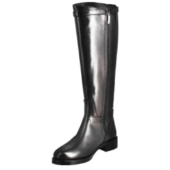 Stivale Al Ginocchio Da Donna Liscio Con Tacco Basso In Pelle Colore Nero