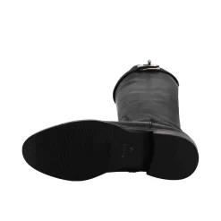 Stivale Al Ginocchio Da Donna Liscio Con Tacco Basso In Pelle Colore Nero