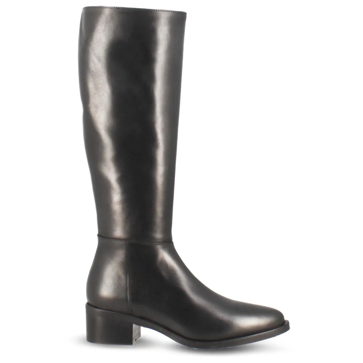 Stivale Alto Artigianale Da Donna In Pelle Colore Nero