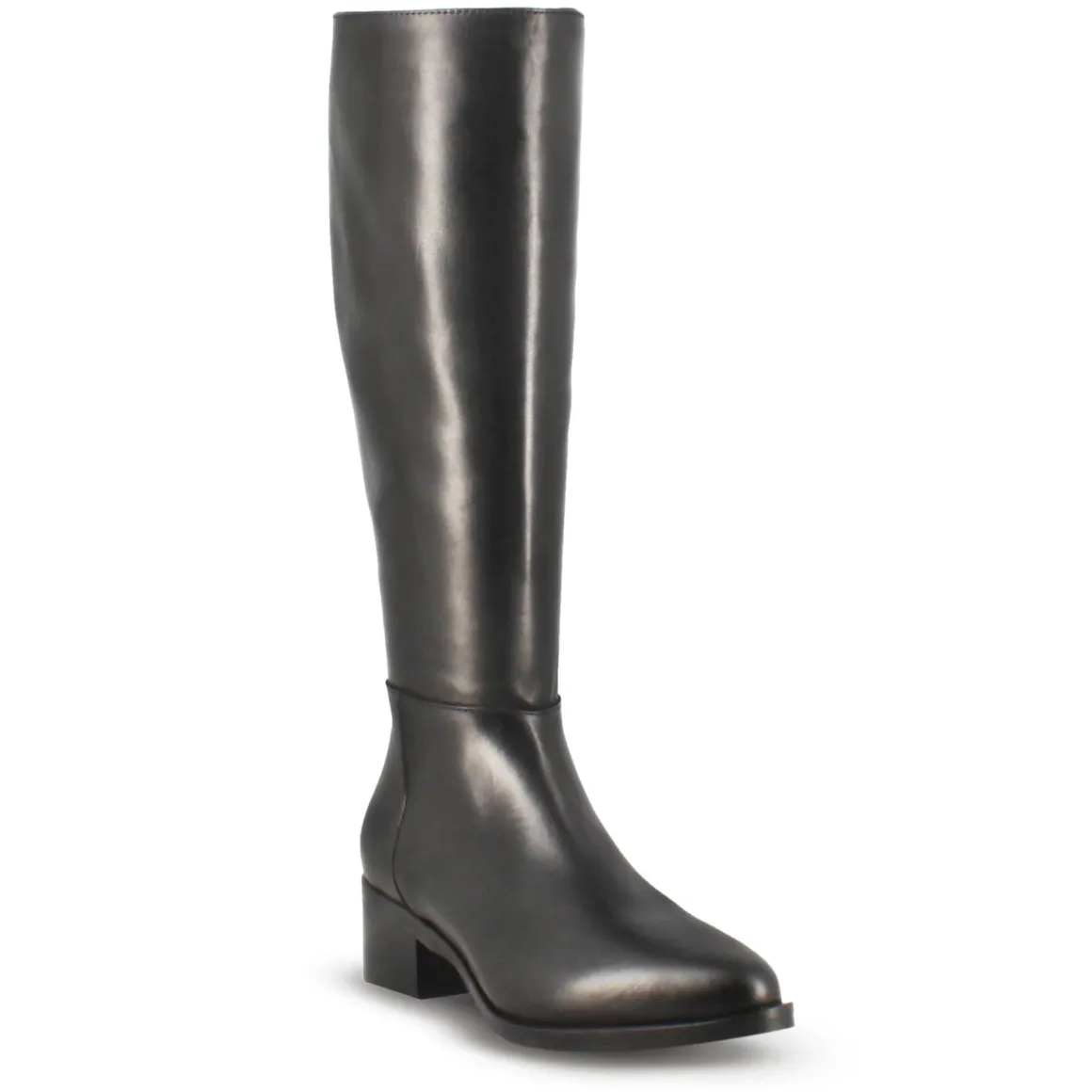 Stivale Alto Artigianale Da Donna In Pelle Colore Nero