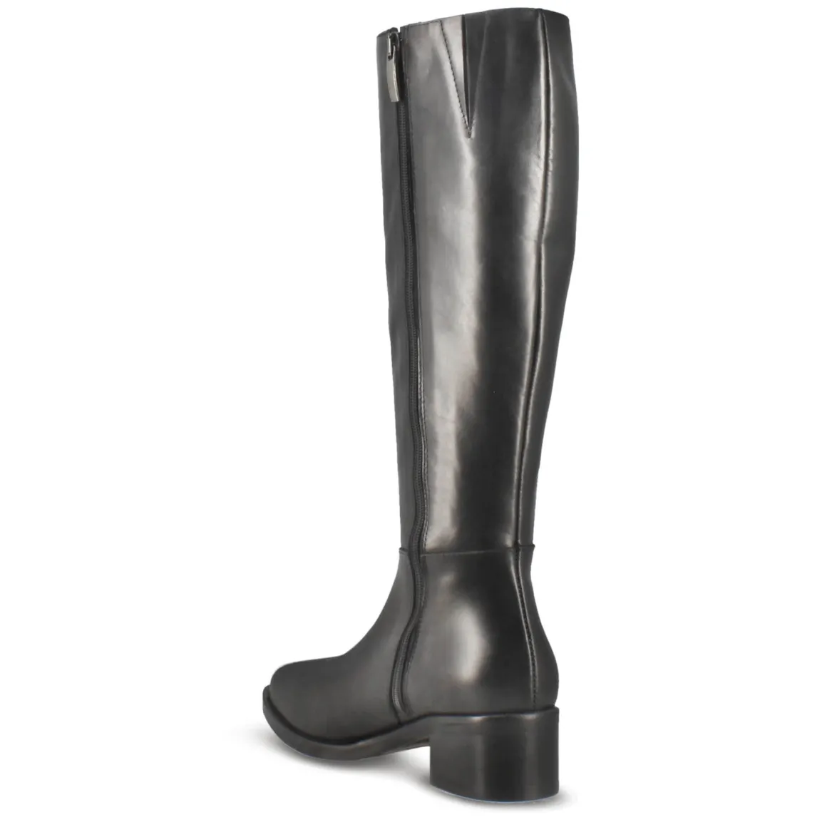 Stivale Alto Artigianale Da Donna In Pelle Colore Nero