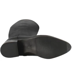 Stivale Alto Artigianale Da Donna In Pelle Colore Nero