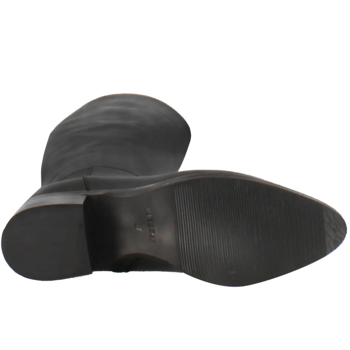 Stivale Alto Artigianale Da Donna In Pelle Colore Nero