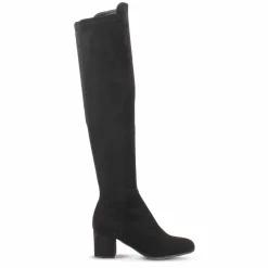 Stivale Alto Da Donna In Pelle Scamosciata Nero Gambale Morbido