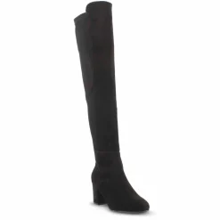 Stivale Alto Da Donna In Pelle Scamosciata Nero Gambale Morbido