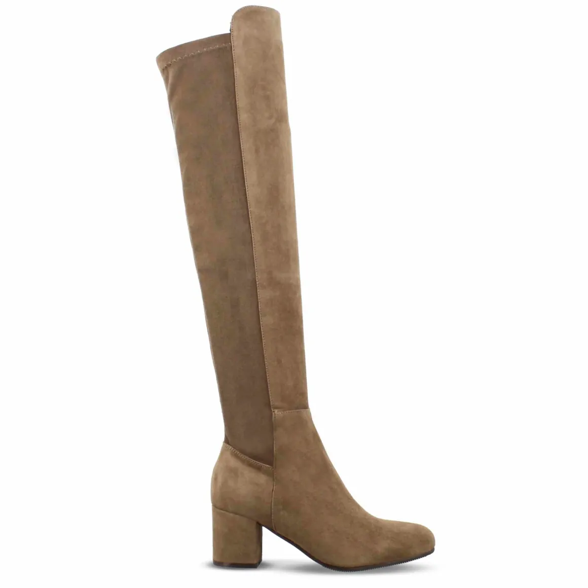 Stivale Alto Da Donna In Pelle Scamosciata Marrone Chiaro Gambale Morbido