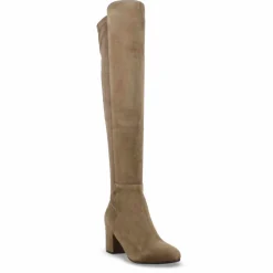 Stivale Alto Da Donna In Pelle Scamosciata Marrone Chiaro Gambale Morbido