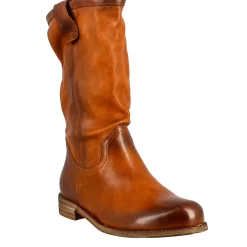 Stivale Da Donna Altezza Polpaccio In Pelle Vintage Colore Cuoio Sfoderato