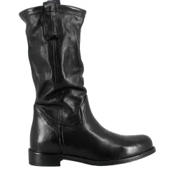 Stivale Da Donna Altezza Polpaccio In Pelle Vintage Colore Nero Sfoderato