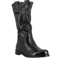 Stivale Da Donna Altezza Polpaccio In Pelle Vintage Colore Nero Sfoderato