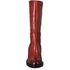 Stivale Diver Altezza Polpaccio Da Donna Con Tacco In Pelle Lavata Colore Rosso