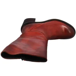 Stivale Diver Altezza Polpaccio Da Donna Con Tacco In Pelle Lavata Colore Rosso