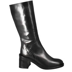 Stivale Diver Altezza Polpaccio Da Donna Con Tacco In Pelle Lavata Color Nero