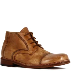 Stivaletti Da Uomo Allacciati In Pelle Colore Beige