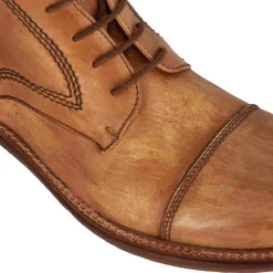 Stivaletti Da Uomo Allacciati In Pelle Colore Beige