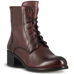 Stivaletto Anfibio Altezza Sopra La Caviglia Da Donna In Vera Pelle Colore Bordeaux