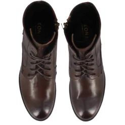 Stivaletto Anfibio Altezza Sopra La Caviglia Da Donna In Vera Pelle Colore Marrone Scuro