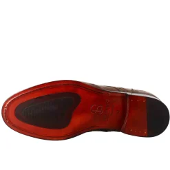 Stivaletto Anfibio Alto Con Lavorazione Brogue Da Uomo In Pelle Colore Cuoio