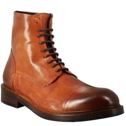 Stivaletto Anfibio Alto Diver Da Uomo In Pelle Lavata Colore Cuoio