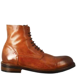 Stivaletto Anfibio Alto Diver Da Uomo In Pelle Lavata Colore Cuoio