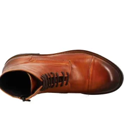 Stivaletto Anfibio Alto Diver Da Uomo In Pelle Lavata Colore Cuoio