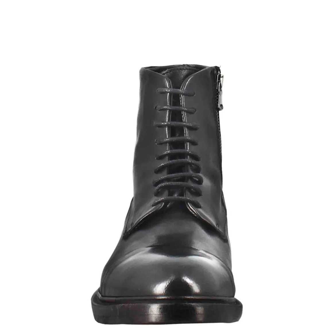Stivaletto Anfibio Alto Diver Da Uomo In Pelle Lavata Colore Nero