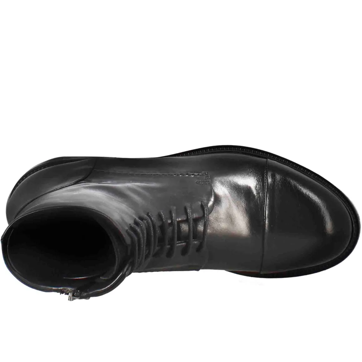 Stivaletto Anfibio Alto Diver Da Uomo In Pelle Lavata Colore Nero