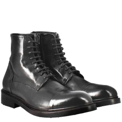 Stivaletto Anfibio Alto Diver Da Uomo In Pelle Lavata Colore Nero