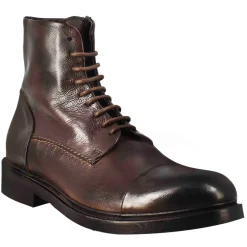 Stivaletto Anfibio Alto Diver Da Uomo In Pelle Lavata Colore Testa Di Moro