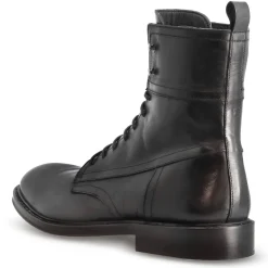 Stivaletto Anfibio Artigianale In Pelle Colore Nero Con Allacciatura