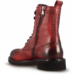 Stivaletto Anfibio Da Donna In Pelle Rossa Con Dettagli Brogue