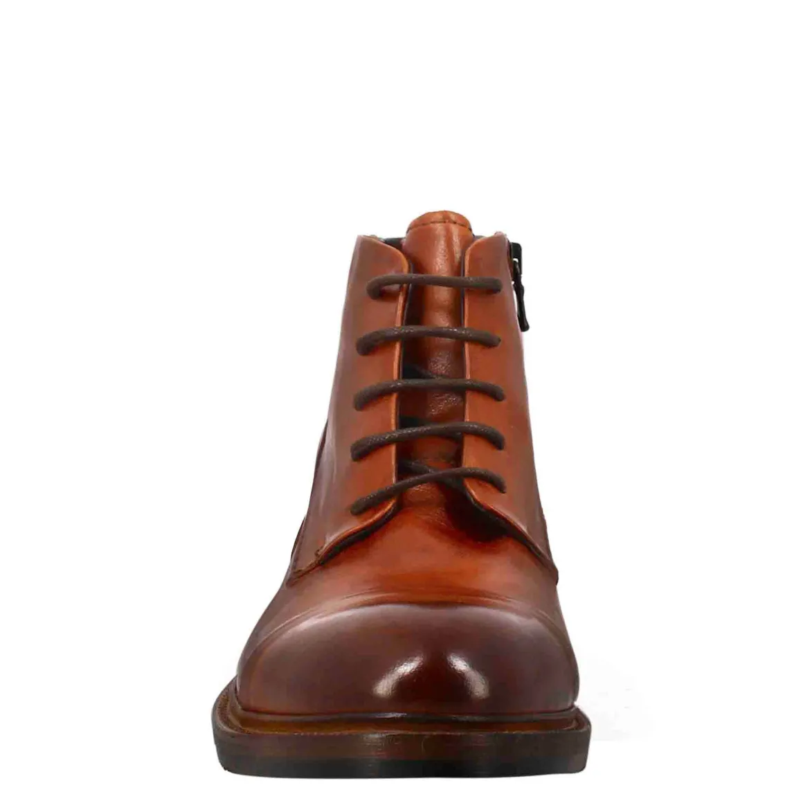 Stivaletto Anfibio Medio Diver Da Uomo In Pelle Lavata Colore Cuoio