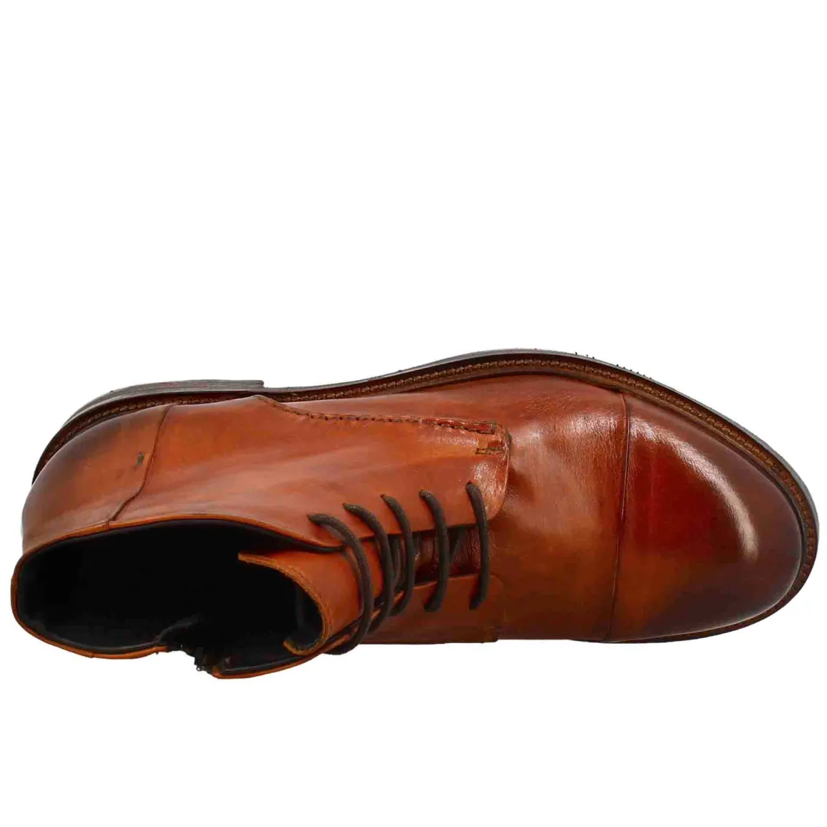 Stivaletto Anfibio Medio Diver Da Uomo In Pelle Lavata Colore Cuoio