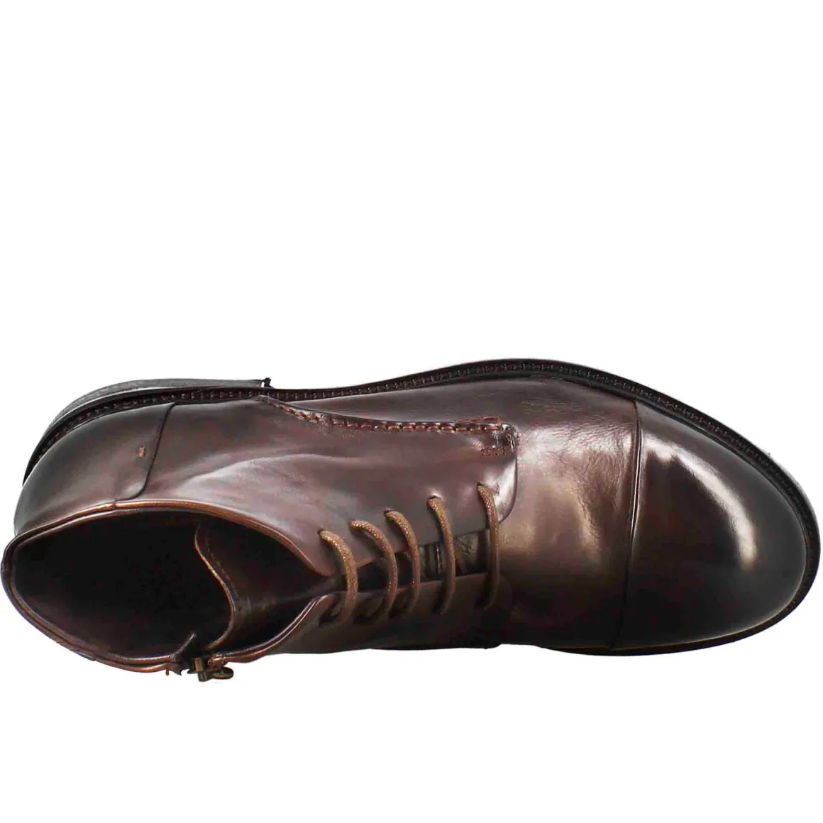 Stivaletto Anfibio Medio Diver Da Uomo In Pelle Lavata Colore Testa Di Moro