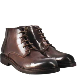 Stivaletto Anfibio Medio Diver Da Uomo In Pelle Lavata Colore Testa Di Moro