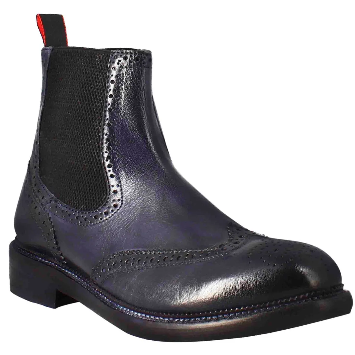 Stivaletto Candy Chelsea Da Uomo In Pelle Lavata Colore Blu Scuro