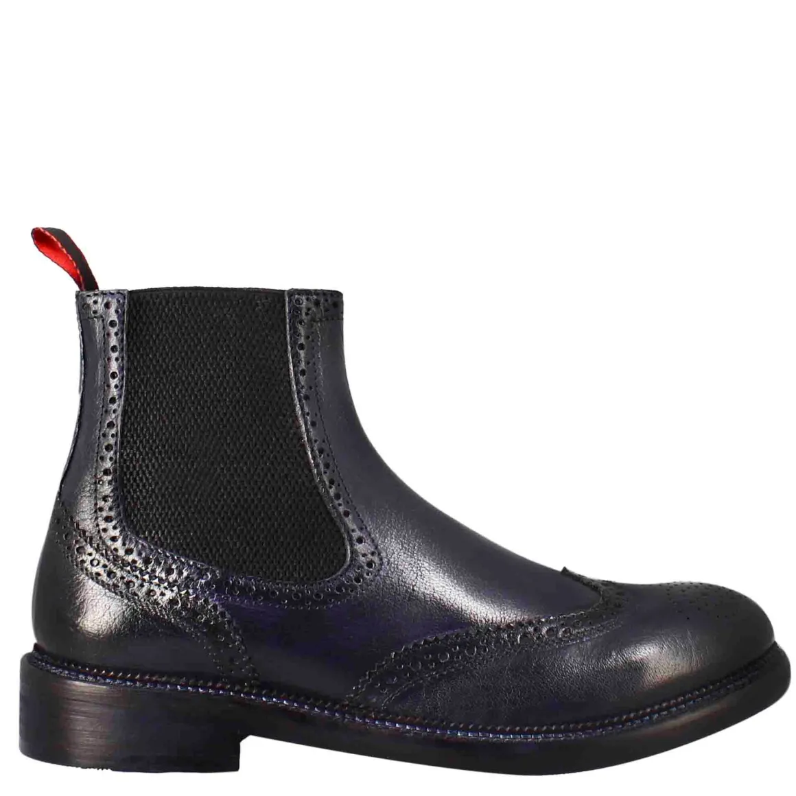Stivaletto Candy Chelsea Da Uomo In Pelle Lavata Colore Blu Scuro