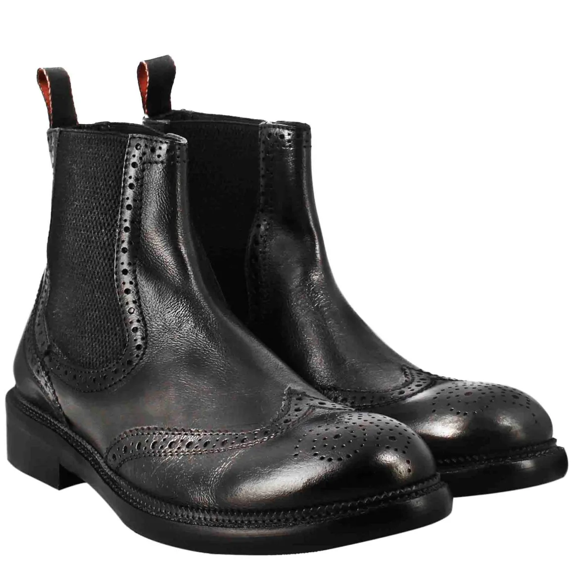 Stivaletto Candy Chelsea Da Uomo In Pelle Lavata Colore Nero