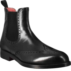 Stivaletto Chelsea Con Dettagli Brogue Uomo In Pelle Colore Nero Con Elastico