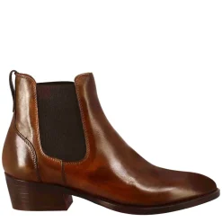 Stivaletto Chelsea Da Donna Liscio Con Tacco Medio In Pelle Colore Marrone