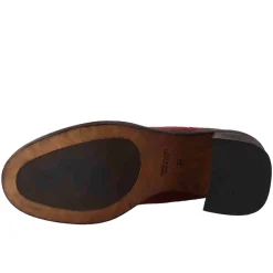 Stivaletto Chelsea Da Donna Con Tacco In Pelle Lavata Colore Rosso