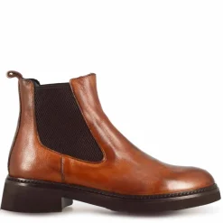 Stivaletto Chelsea Da Donna In Vera Pelle Colore Marrone Con Elastico