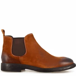 Stivaletto Chelsea Da Uomo In Vera Pelle Scamosciata Marrone Effetto Vintage