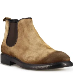 Stivaletto Chelsea Da Uomo In Vera Pelle Scamosciata Marrone Chiaro Effetto Vintage