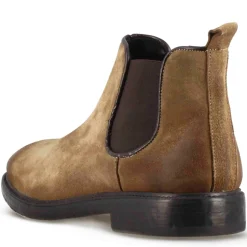 Stivaletto Chelsea Da Uomo In Vera Pelle Scamosciata Marrone Chiaro Effetto Vintage