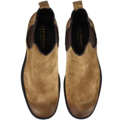 Stivaletto Chelsea Da Uomo In Vera Pelle Scamosciata Marrone Chiaro Effetto Vintage