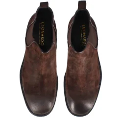 Stivaletto Chelsea Da Uomo In Vera Pelle Scamosciata Colore Marrone Scuro Con Elastico