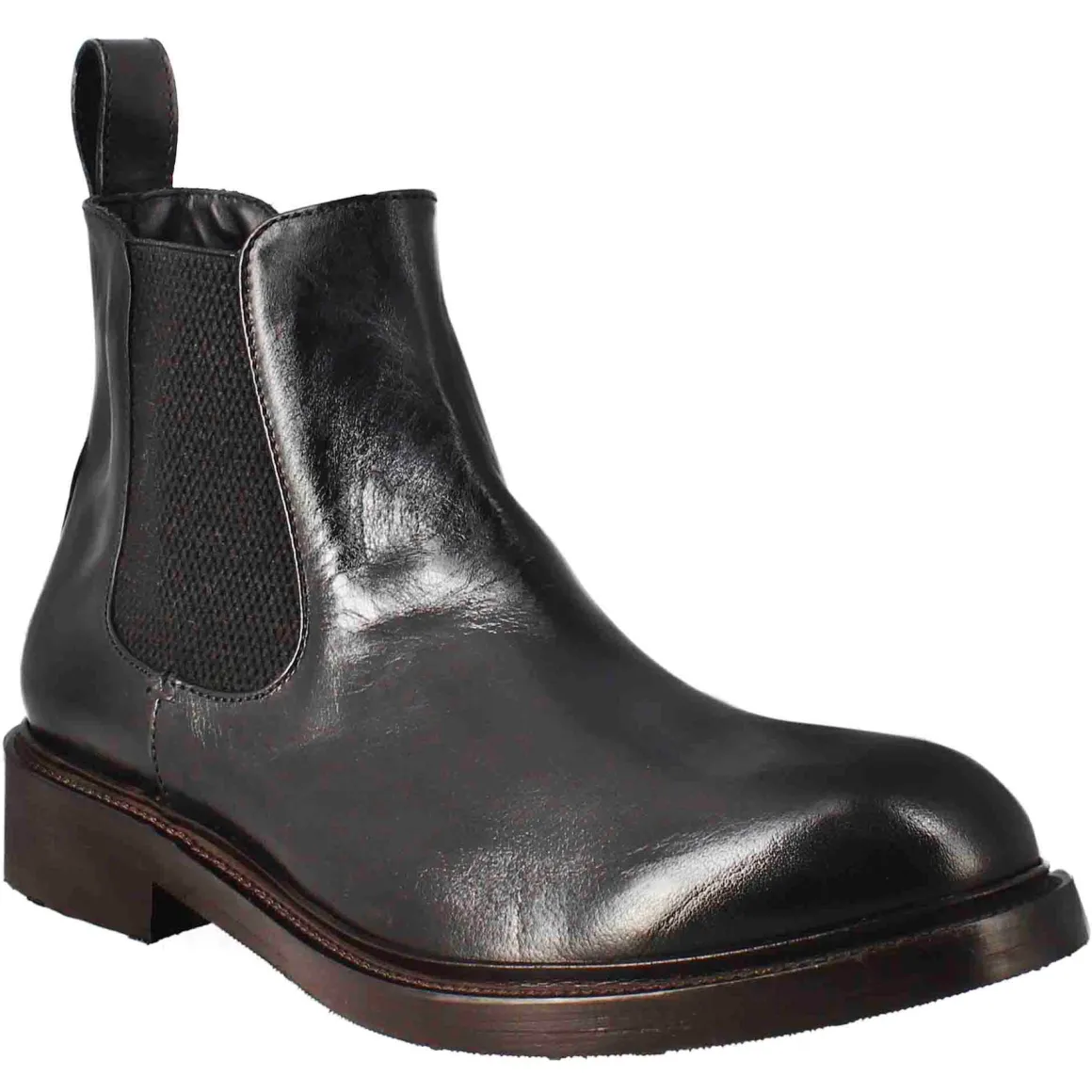 Stivaletto Chelsea Diver Da Uomo In Pelle Lavata Colore Nero