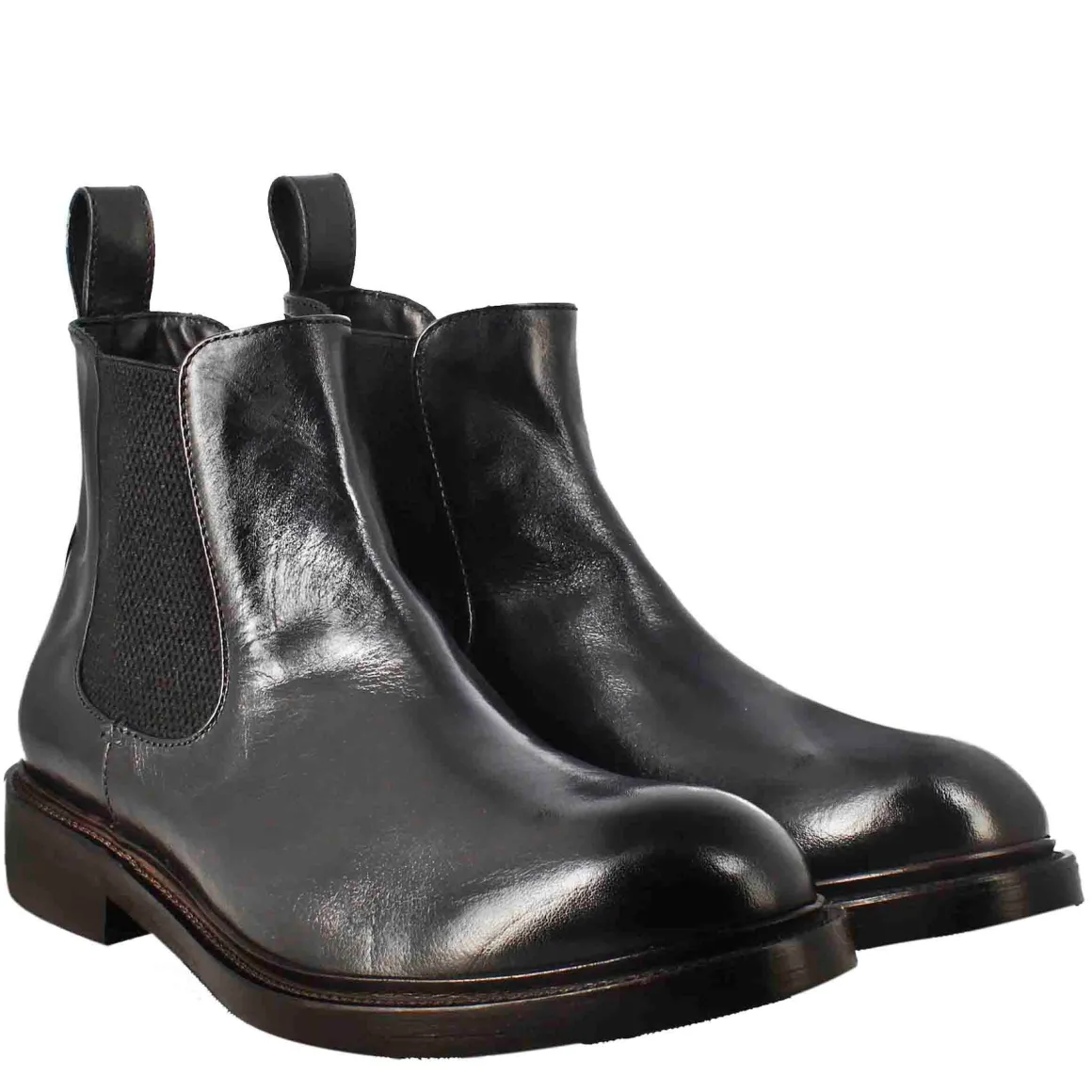 Stivaletto Chelsea Diver Da Uomo In Pelle Lavata Colore Nero
