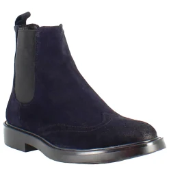 Stivaletto Chelsea In Pelle Scamosciata Colore Blu Con Fondo Gomma